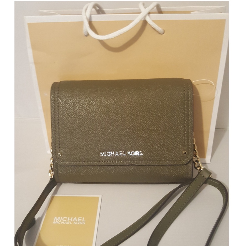 Michael Kors Hayes Small Convertible Clutch Olive - Picture 6 of 6